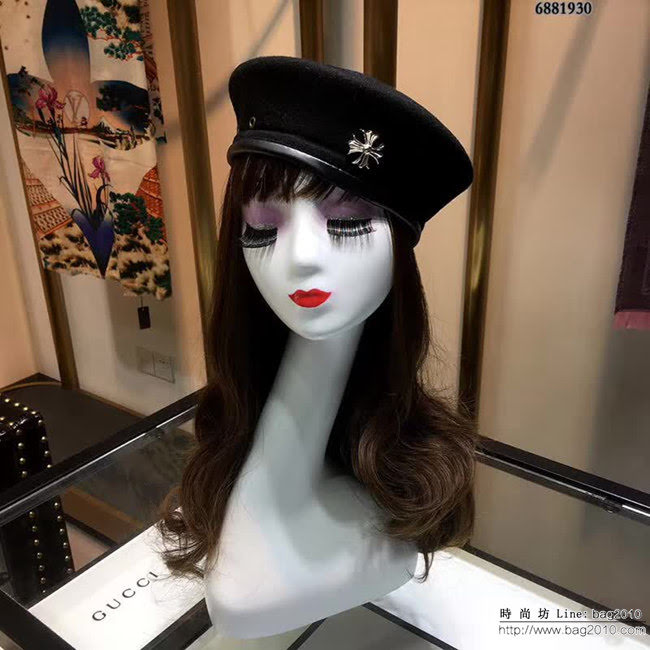 克羅心Chrome Hearts 經典羊毛貝蕾帽 6881930 LLWJ5819